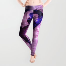 Silhouette of a girl in Lotus position on the background of the universe Leggings