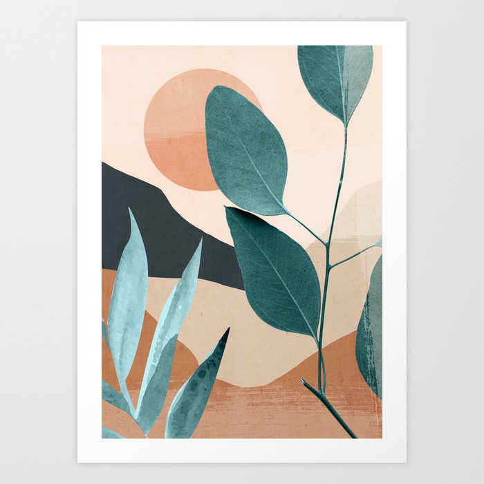 Abstract Art Tropical Leaves 9 Art Print