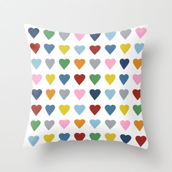 64 Hearts Throw Pillow