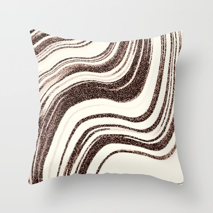 Textured Marble Brown & Cream Throw Pillow