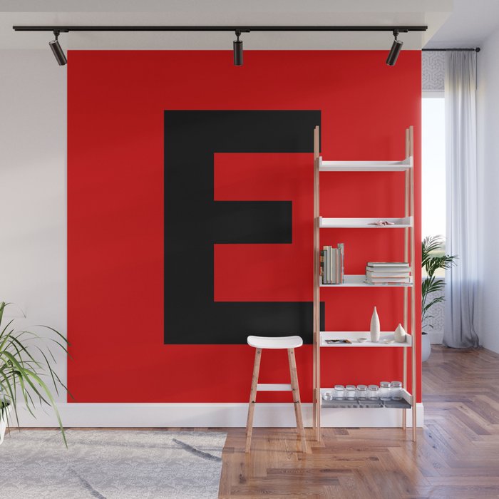 Letter E (Black & Red) Wall Mural
