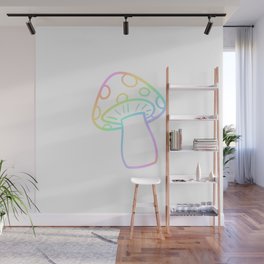 Pastel Rainbow Gradient Mushroom Wall Mural