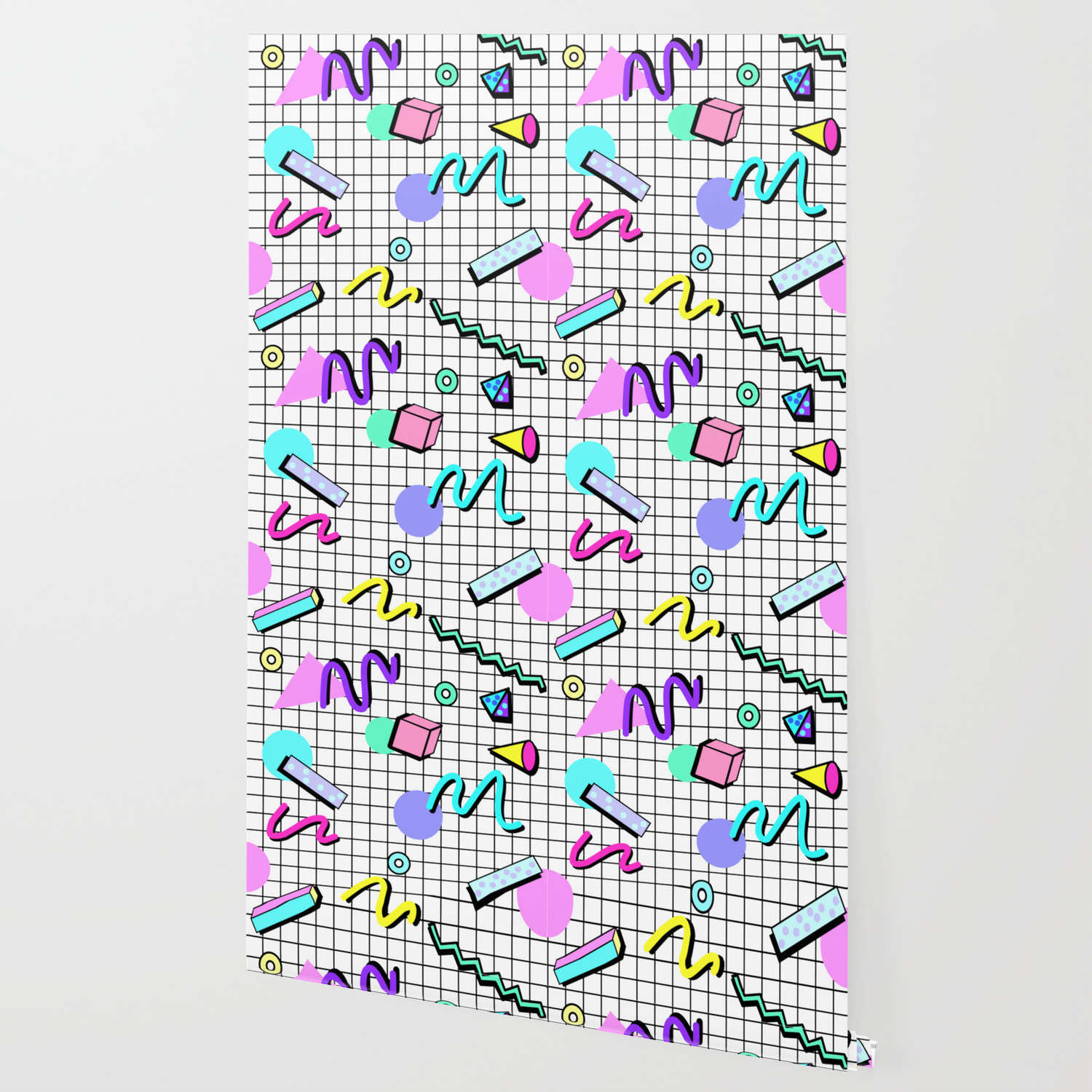 80s Retro Party Grid Design White Bg Wallpaper By Melisssne
