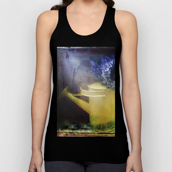 One yellow watering can with violet flowers Unisex Tank Top