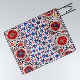 Kermina Nim Suzani  Antique Uzbekistan Embroidery Print Picnic Blanket