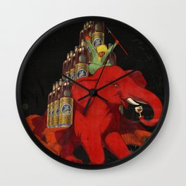 Rhum St Georges - The Red Elephant by Jean d' Ylen Wall Clock