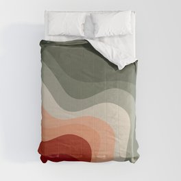 Green and red retro style waves Comforter