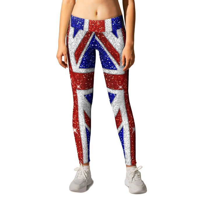 Glitters Shiny Sparkle Union Jack Flag Leggings by Tees2go | Society6
