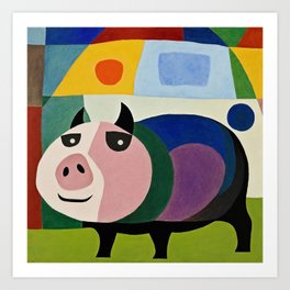 Happy Pig Art Print