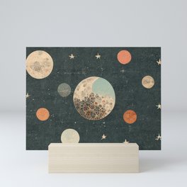 Moonscape - Lunar and Planetary Pattern in Vintage Colors Mini Art Print