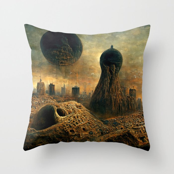 Alien City Throw Pillow