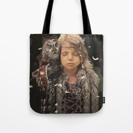 Owl girl fantasy watercolor Art Tote Bag