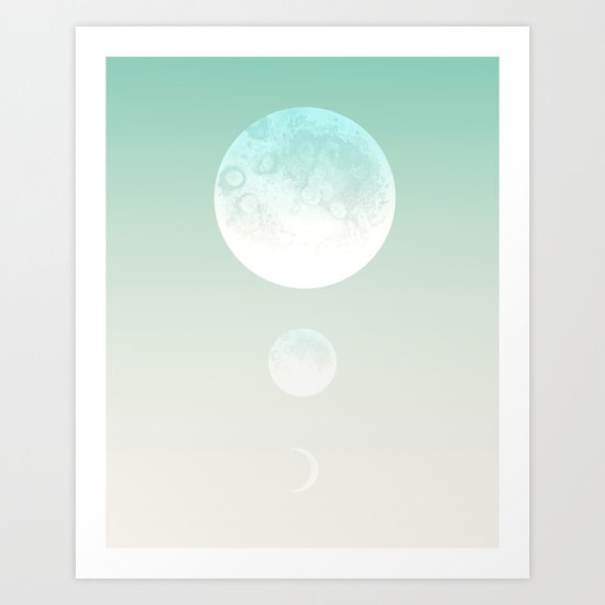 Moon triplet turquoise Art Print