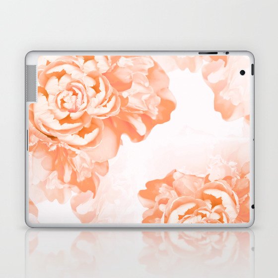 Living Coral Peony Flowers White Background #decor #society6 #buyart Laptop & iPad Skin