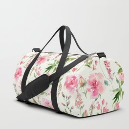 English Pink Flower Garden Duffle Bag