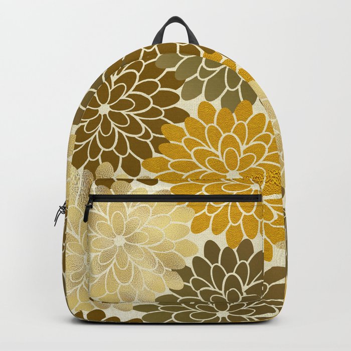 Golden Petals Pattern Backpack