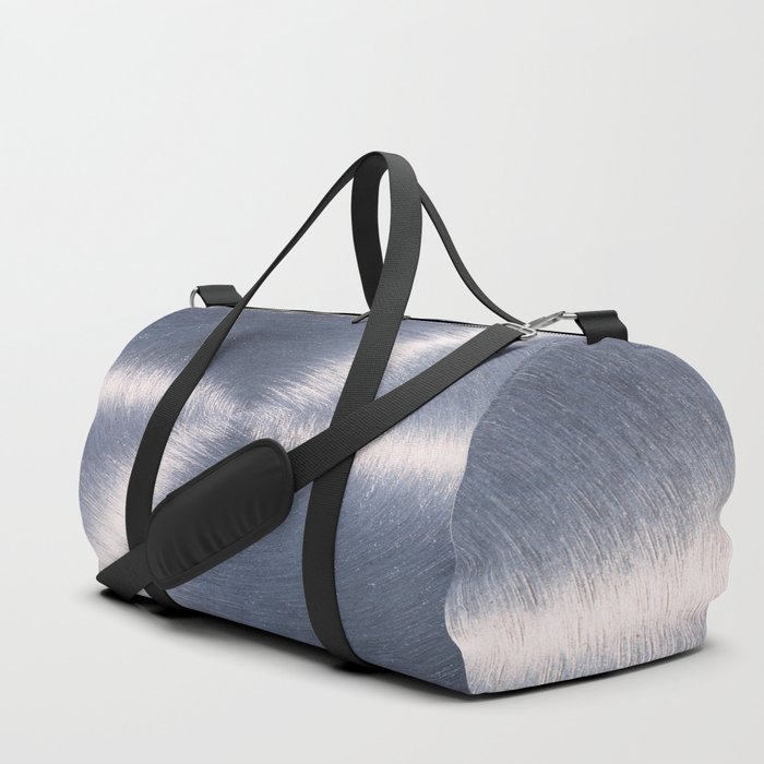 Silver Metallic Stainless Steel Pattern Duffle Bag by DEC02