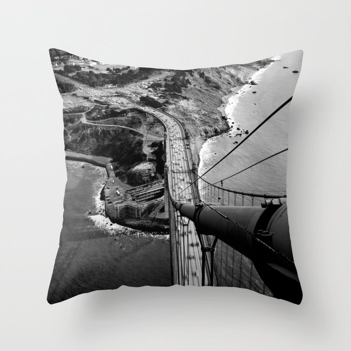 Golden Gate Bridge - View From Top Of The Southern Tower - Jet Lowe 1984 Throw Pillow