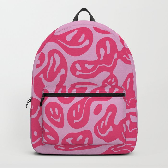 Pink Dripping Smiley Backpack