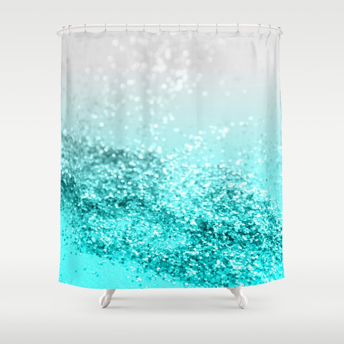 Silver Gray Aqua Teal Ocean Glitter 1 shiny decor art