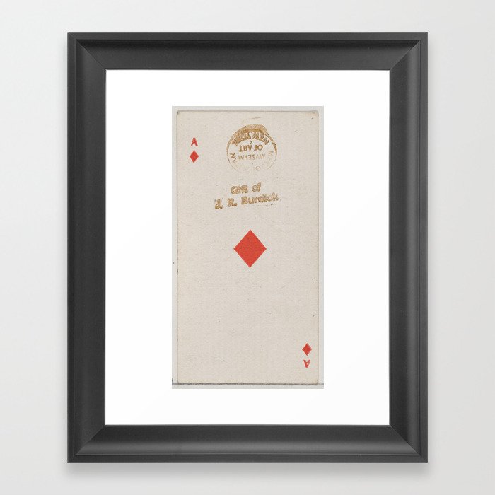Ace of Diamonds (red), from the Playing Cards series (N84) for Duke brand cigarettes Framed Art Print