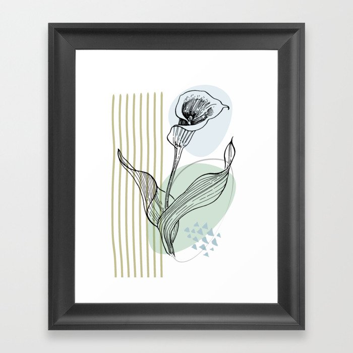 Calla and lily  - Minimalist Garden Leaves Framed Art Print