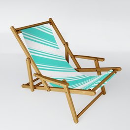 [ Thumbnail: White and Turquoise Colored Lined/Striped Pattern Sling Chair ]