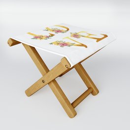 Love | Golden Letters With Flowers Folding Stool
