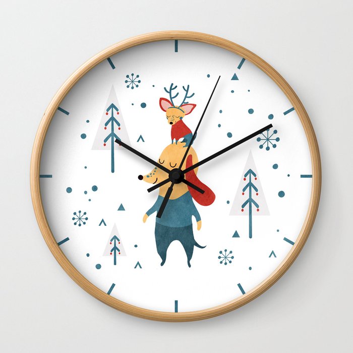 Merry Christmas card Wall Clock