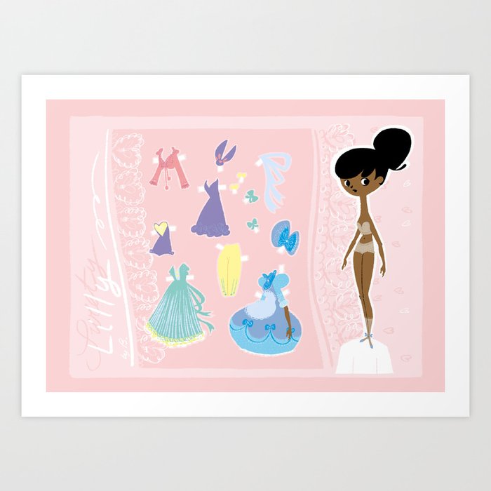 Lilly the paper doll Art Print