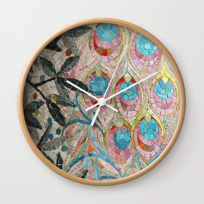 Peacock Pattern Mosaic art Wall Clock