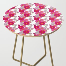 Retro Mums Flowers Mid-Century Floral Wallpaper Mini White Side Table
