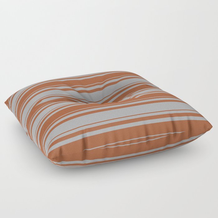 Sienna & Dark Gray Colored Stripes Pattern Floor Pillow