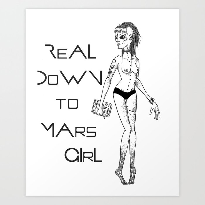 Cardstock Art Print Down to Mars Girl