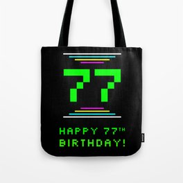 [ Thumbnail: 77th Birthday - Nerdy Geeky Pixelated 8-Bit Computing Graphics Inspired Look Tote Bag ]