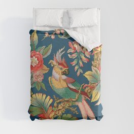 Antique French Chinoiserie in Blue Duvet Cover