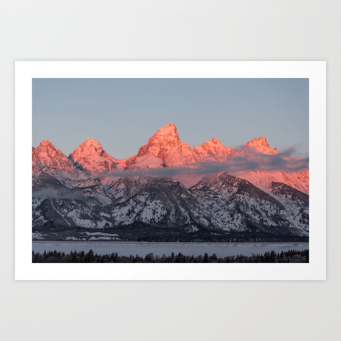 Glowing Pink Sunrise in Grand Teton National Park, Wyoming Art Print