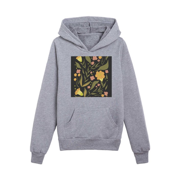Flower Party Charcoal Kids Pullover Hoodie