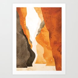 Water Flow 5 Art Print | Graphicdesign, Sunset, Stream, Illustration, Flow, Abstract, Water, Color, Cliffs, Wall 