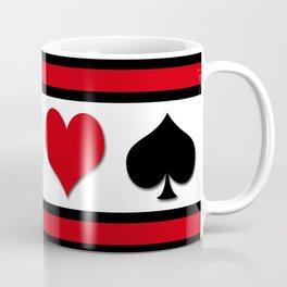 Four card suits Coffee Mug | Fortune, Shuffle, Queen, Spade, Lucky, Gamble, Stripes, Graphicdesign, Winner, Heart 