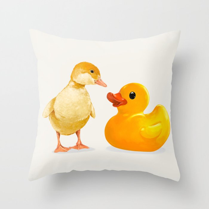 Little Duckling Meet A Friend Throw Pillow