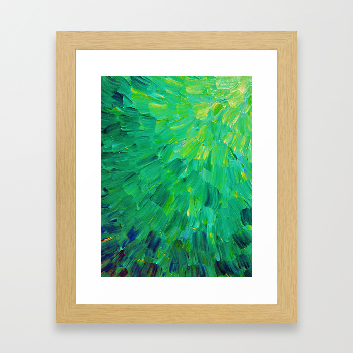 Sea Scales In Green Bright Green Ocean Waves Beach Mermaid Fins Scales Abstract Acrylic Painting Framed Art Print By Ebiemporium Society6