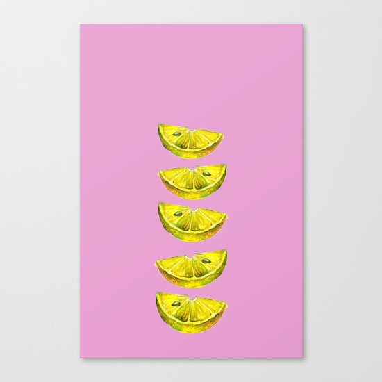 Lemon Slices Pink Canvas Print