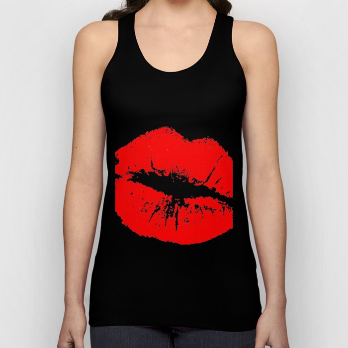 Red Sexy Lips Kiss Print Clipart Illustration Tank Top