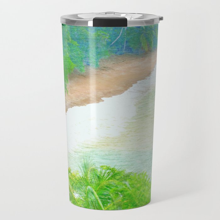 tropical beach impressionism painted realistic scene Travel Mug