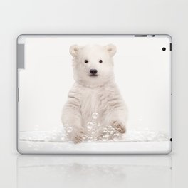 Polar Bear Cub in a Bathtub, Baby Polar Bear Taking a Bath, Bathtub Animal Art Print By Synplus Laptop Skin