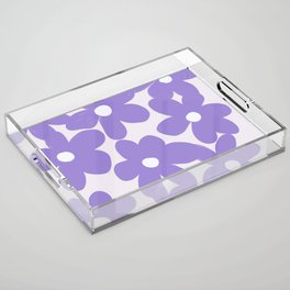 Pastel Lavender Flowers in 70s Groovy Style Acrylic Tray