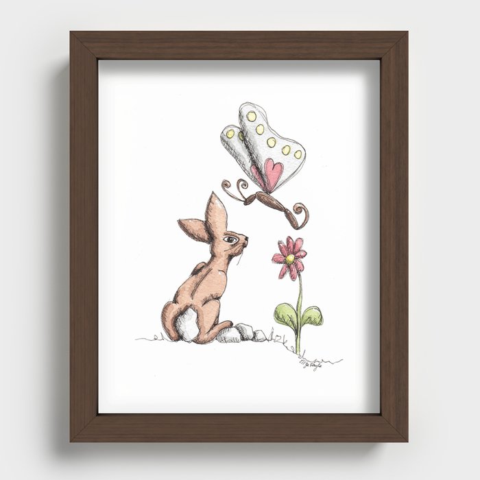 Rabbit and Dragonfly Recessed Framed Print