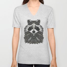 Ornate Raccoon V Neck T Shirt