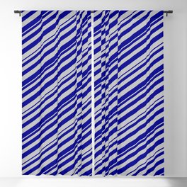 [ Thumbnail: Dark Blue and Grey Colored Lines Pattern Blackout Curtain ]